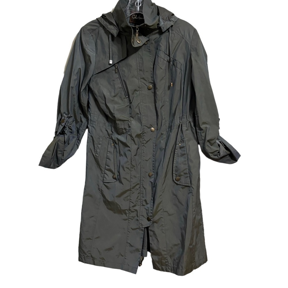Cole Haan Womens Rain Coat Jacket Adjustable Waist Mid Length Sz XS